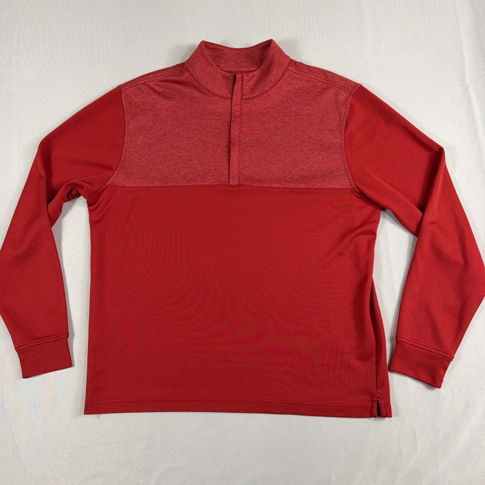 FootJoy Quarter Zip Pullover Red Heathered Performance Golf Shirt Mens Large